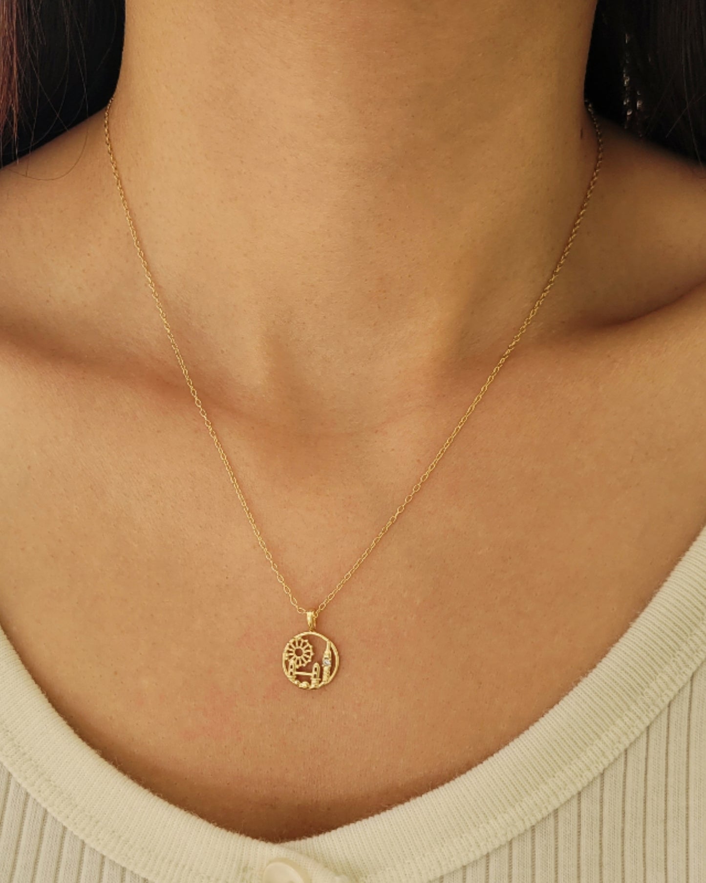 Gold Plated London Pendant Necklace