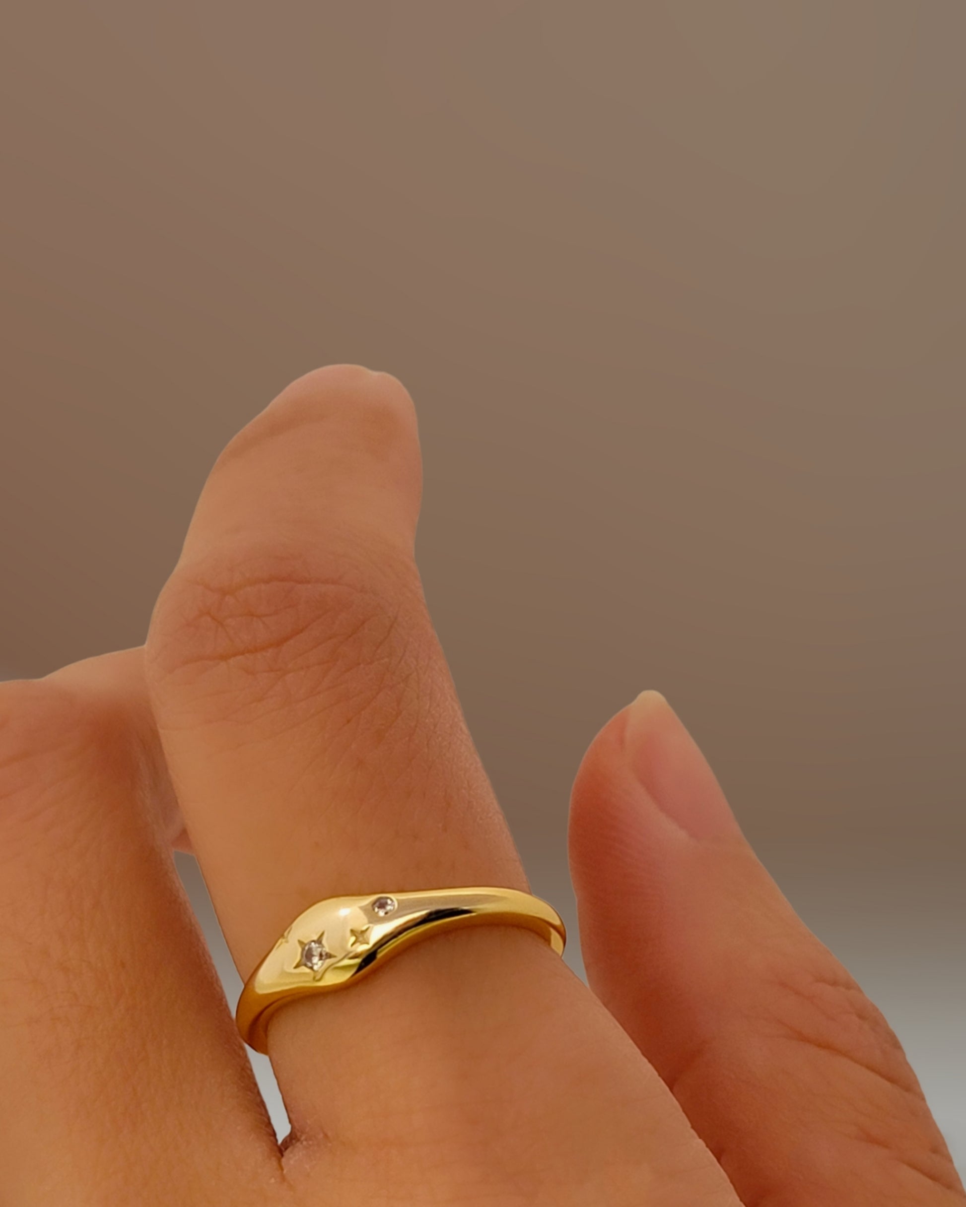 Aries jewellery constellation ring with zodiac stone
