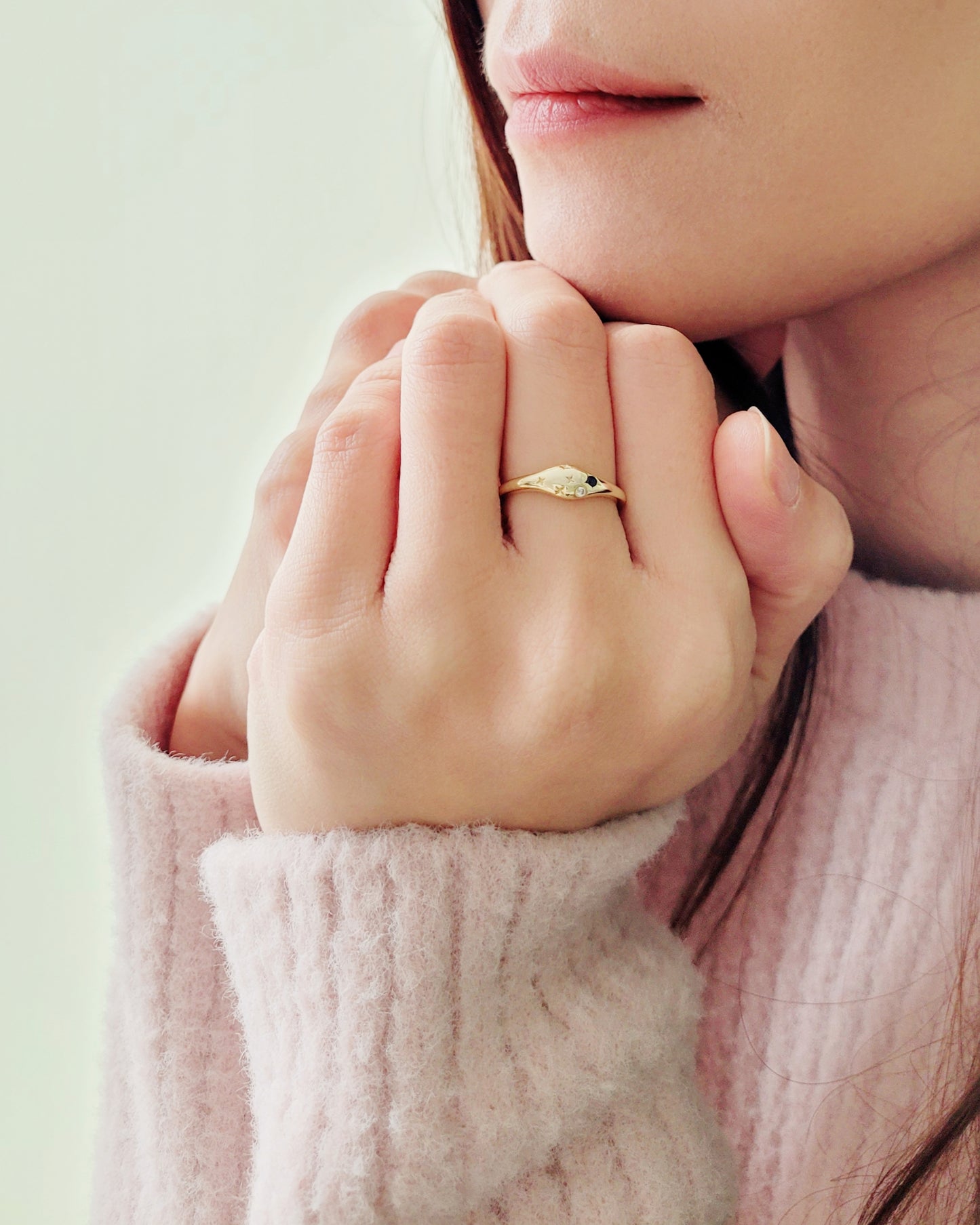 Virgo jewellery constellation ring with zodiac stone