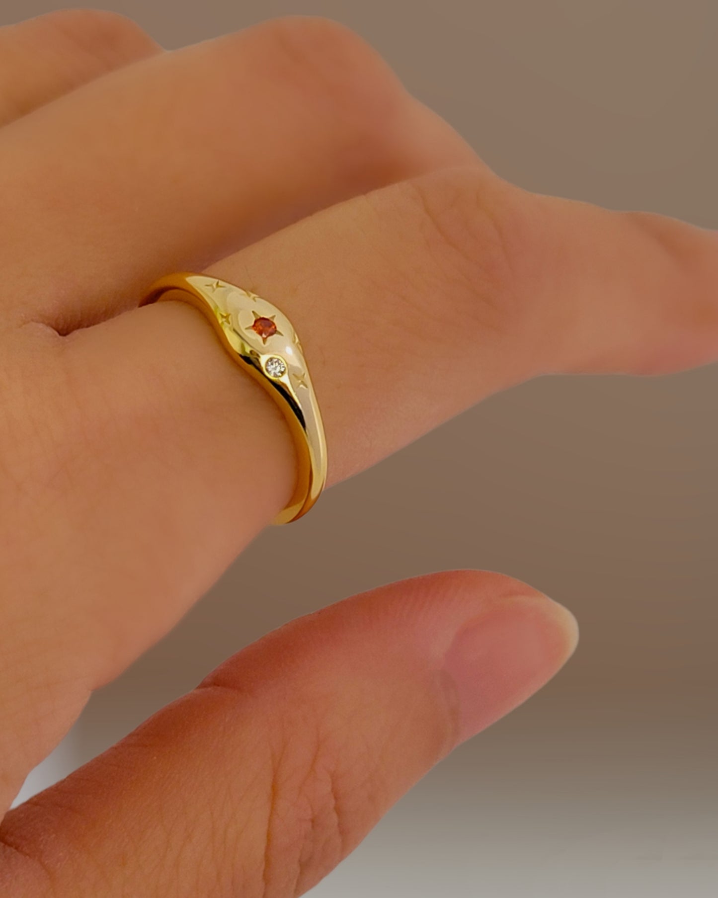 Scorpio jewellery constellation ring with zodiac stone