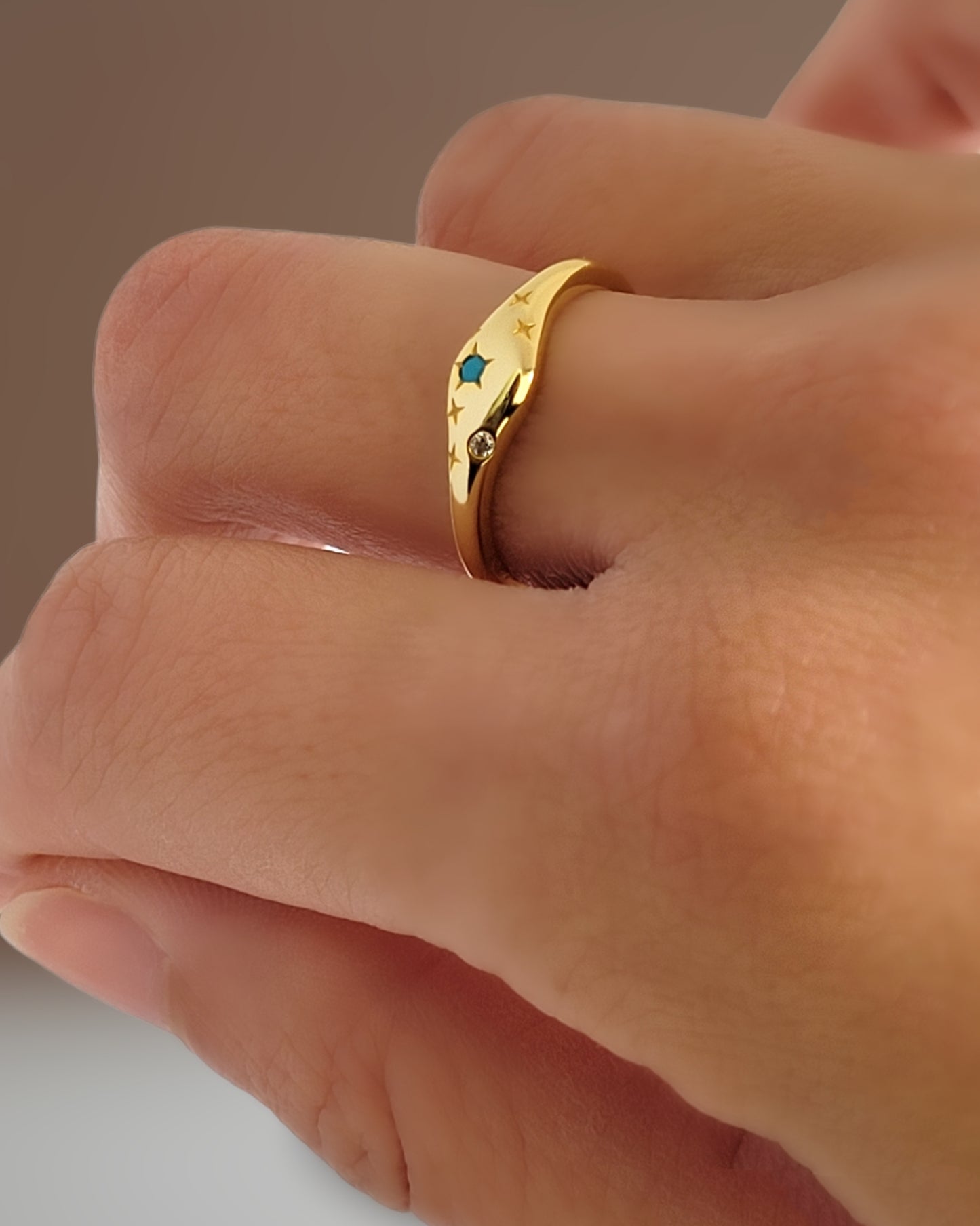 Sagittarius jewellery constellation ring with zodiac stone