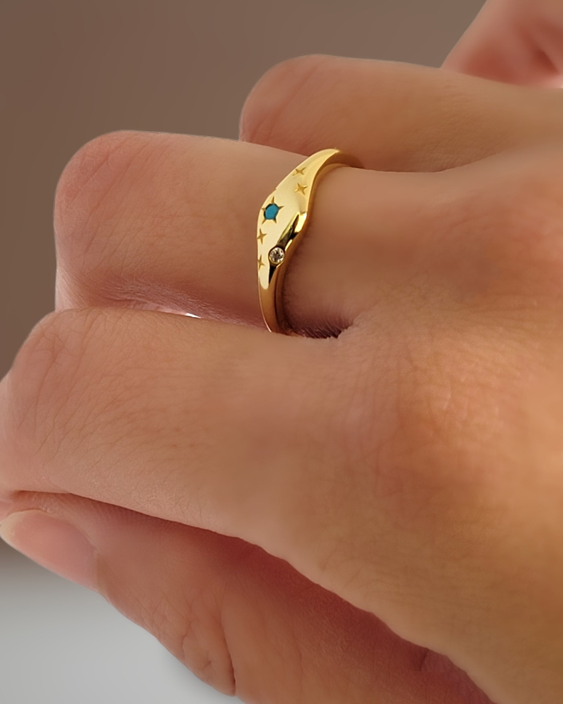 Sagittarius jewellery constellation ring with zodiac stone