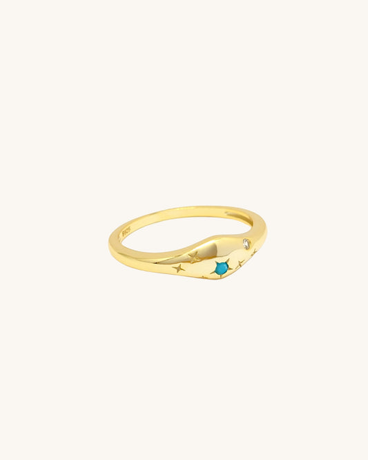 Sagittarius jewellery constellation ring with zodiac stone