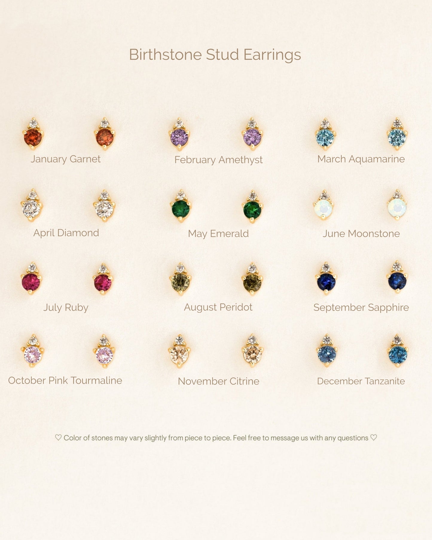 May Birthstone Stud Earrings with Emerald CZ