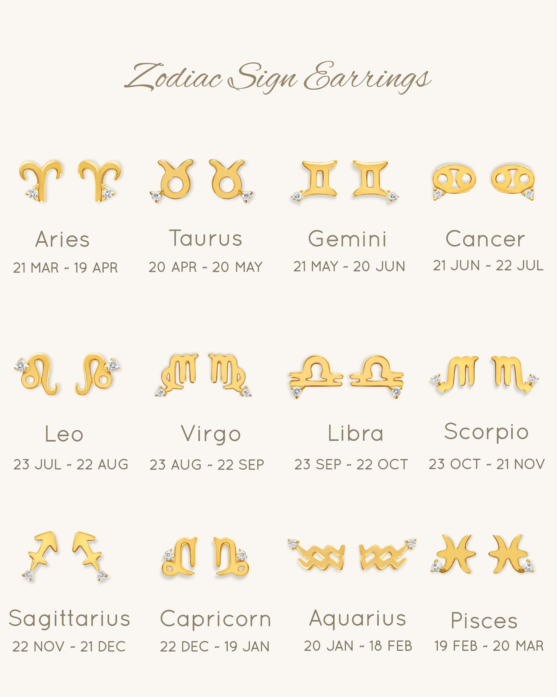 zodiac sign earrings