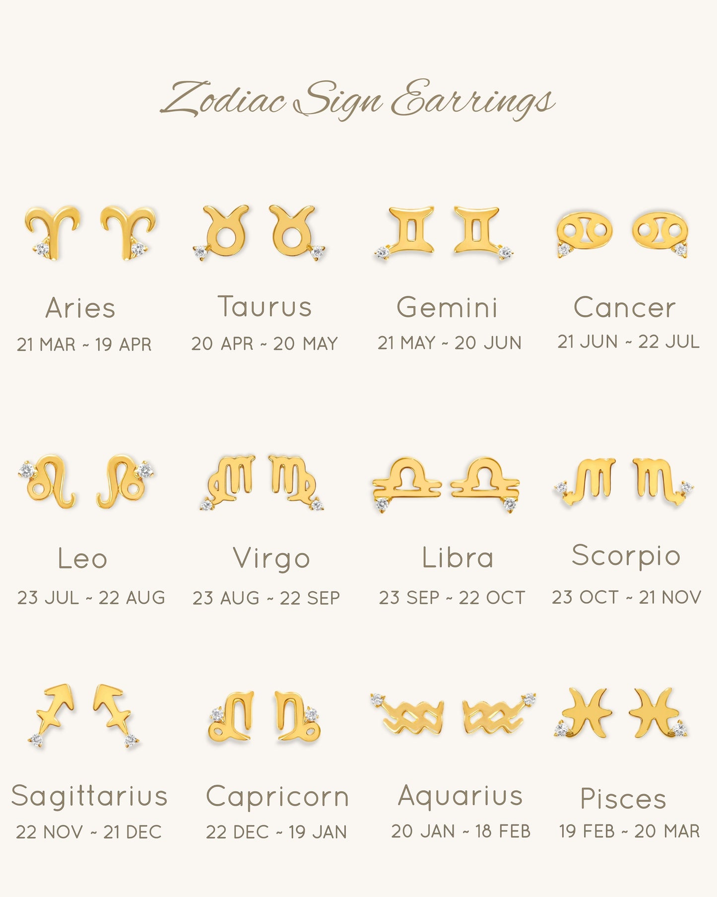 Starry Zodiac Sign Earrings · Taurus