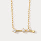 A dainty gold necklace with a pendant featuring a stylized Aries zodiac constellation sign with sparkling zircons.