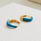 Blue Enamel Hoop Earrings