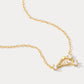 A dainty gold necklace with a pendant featuring a stylized Capricorn zodiac constellation sign with sparkling zircons.