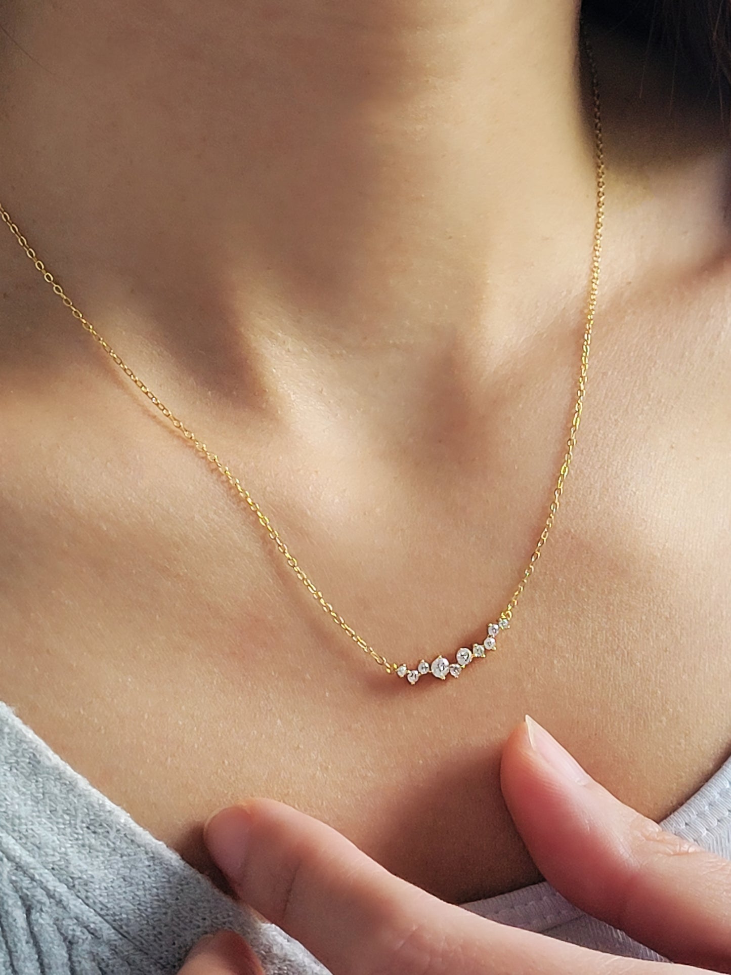 Delicate gold plated chain with zirconia accents, a versatile and stylish gift for her.