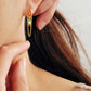 Double Chain Huggie Earrings with CZ Diamond Drop