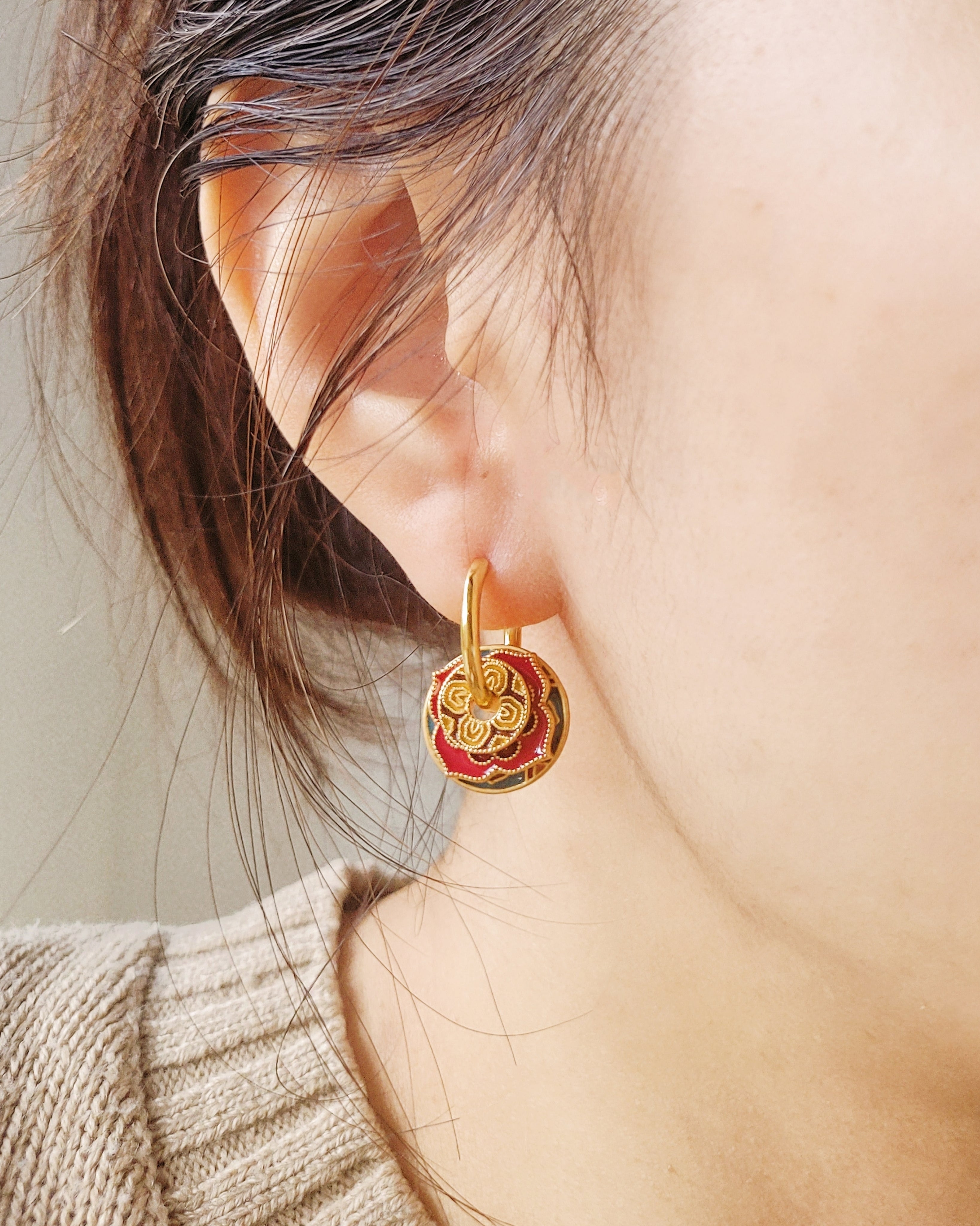 Enamel Disc Earrings