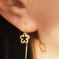 Dainty gold threader earrings with floral charm, lightweight minimalist drop earrings for everyday wear.