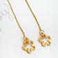 Gold flower threader earrings in gold plated sterling silver, dainty minimalist drop earrings