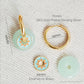 Gold Enamel Hoop Earrings, Green Dangle and Blue Enamel Charm