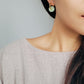 Gold Enamel Hoop Earrings, Green Dangle and Blue Enamel Charm