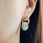 Gold Enamel Hoop Earrings, Green Dangle and Blue Enamel Charm
