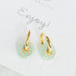 Gold Enamel Hoop Earrings, Green Dangle and Blue Enamel Charm