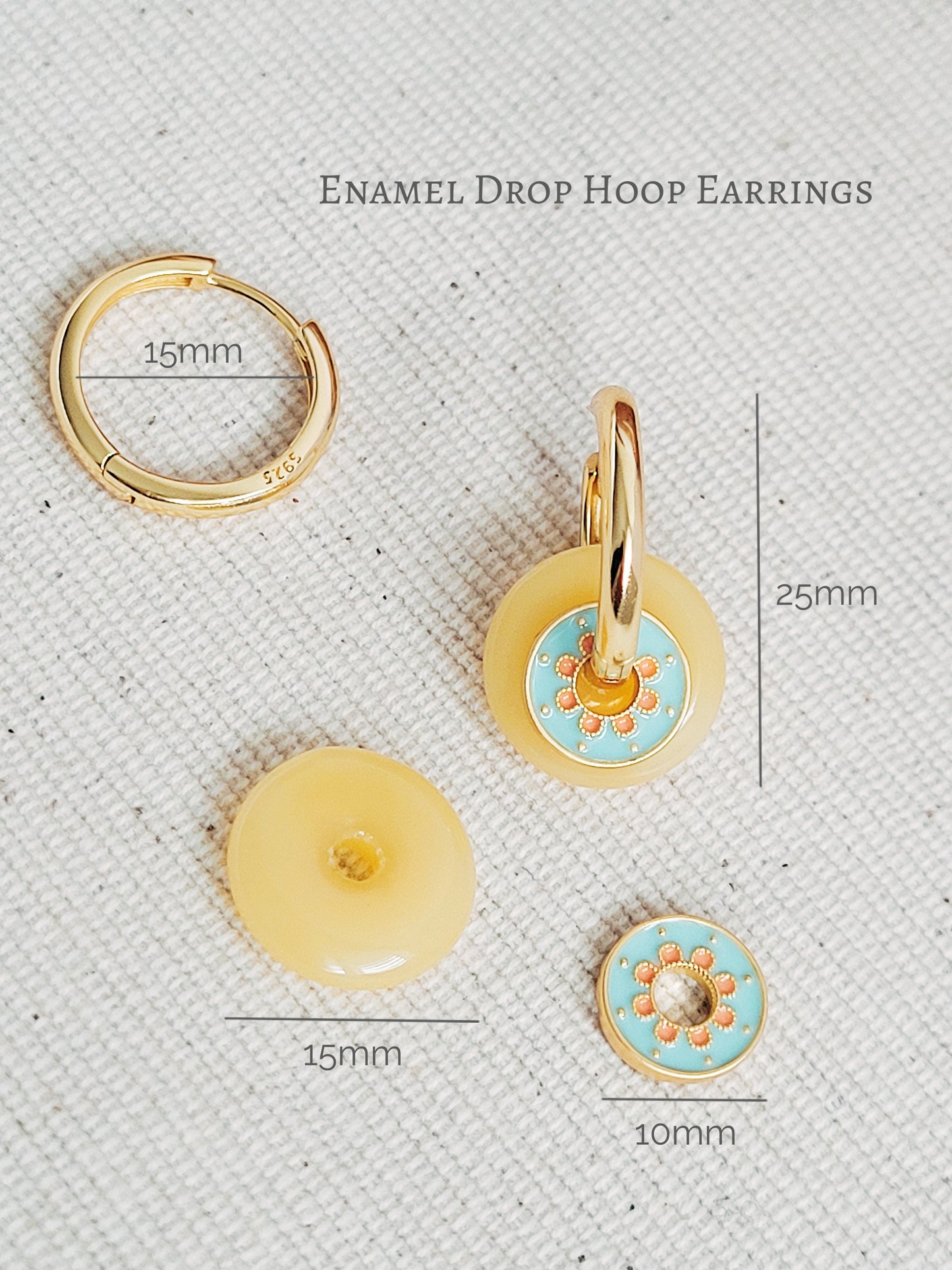 Enamel Drop Hoop Earrings