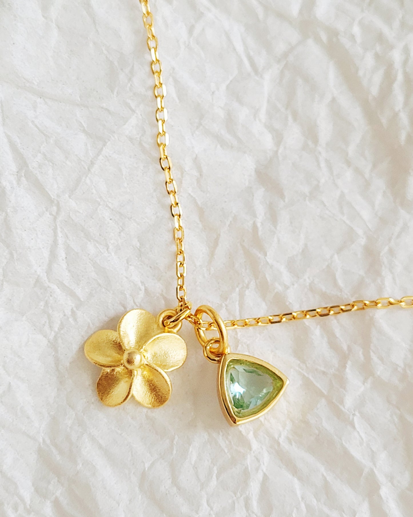 2 birthstones necklace in gold