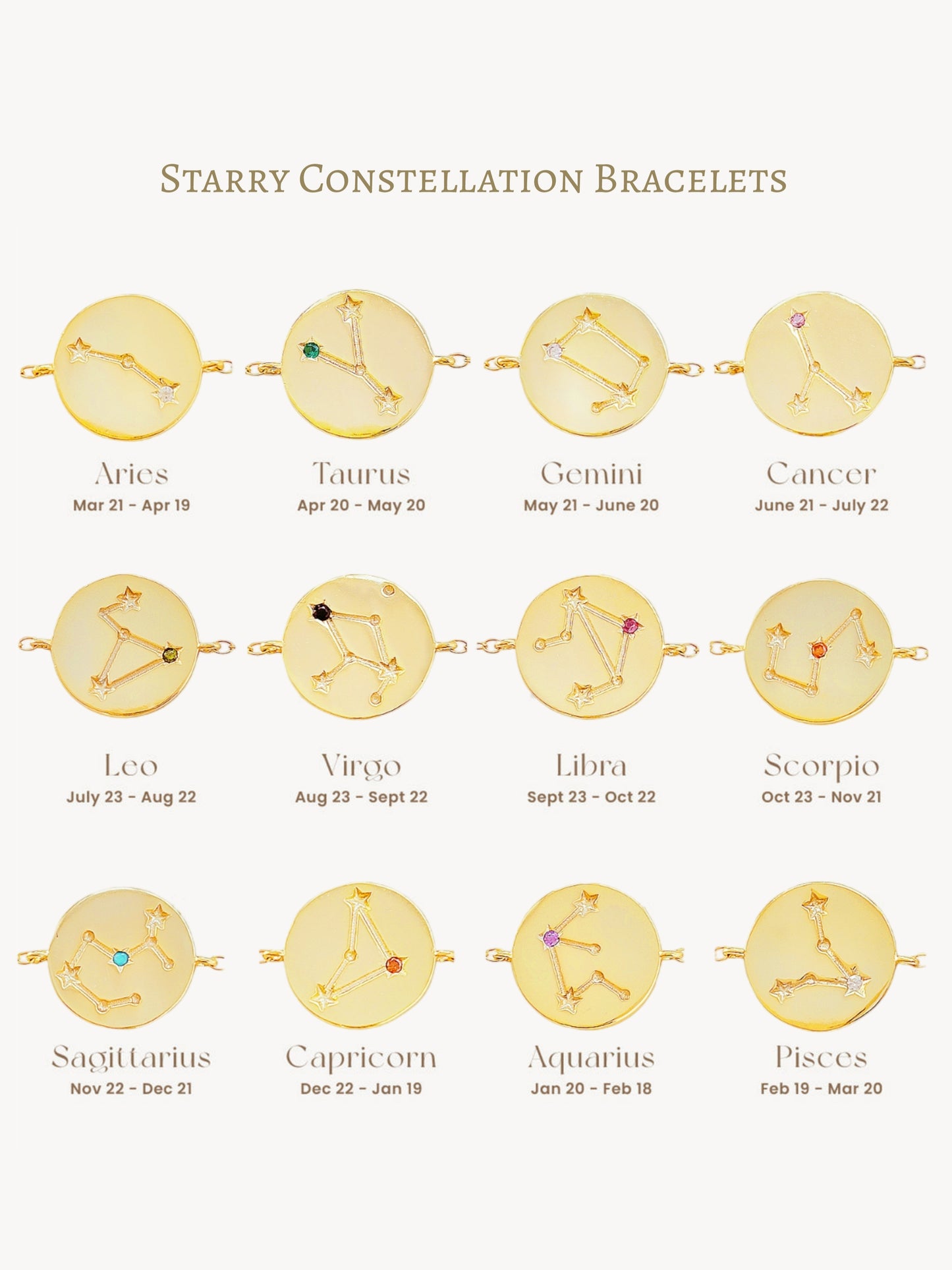 Starry Zodiac Bracelet in Gold