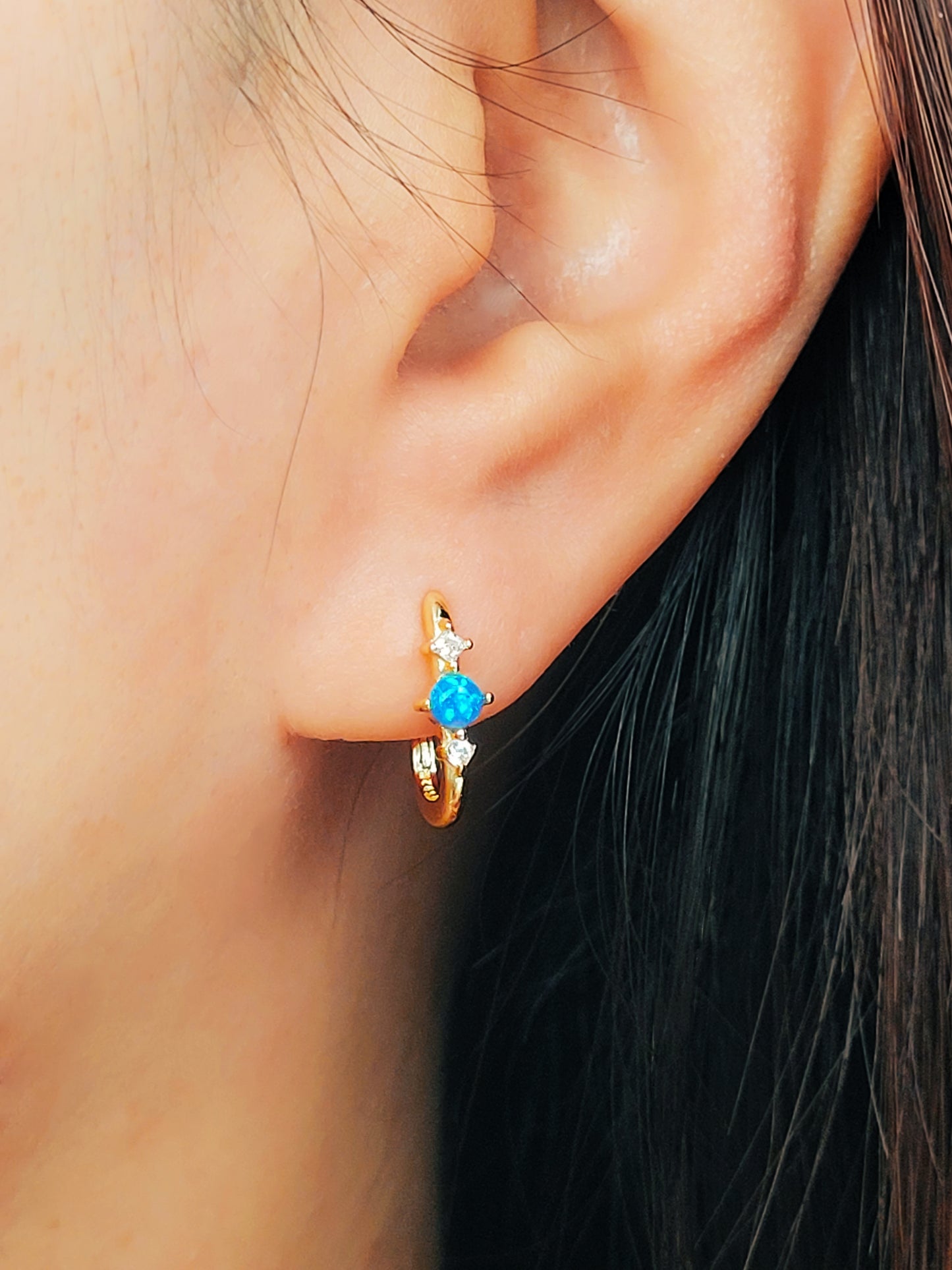 Opal Link Hoop Earrings