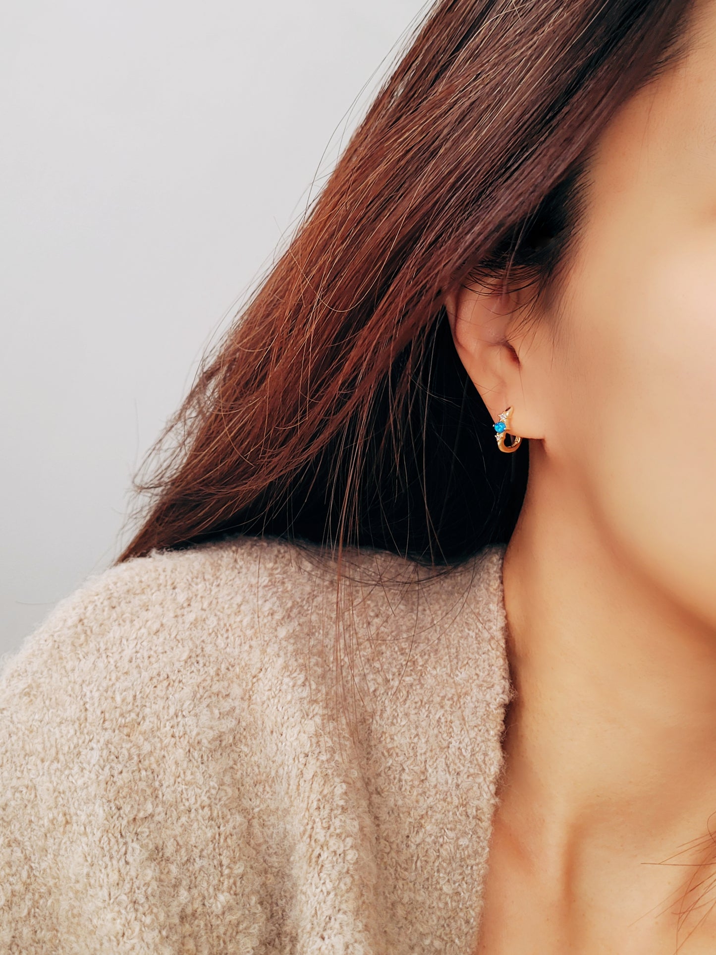 Opal Link Hoop Earrings
