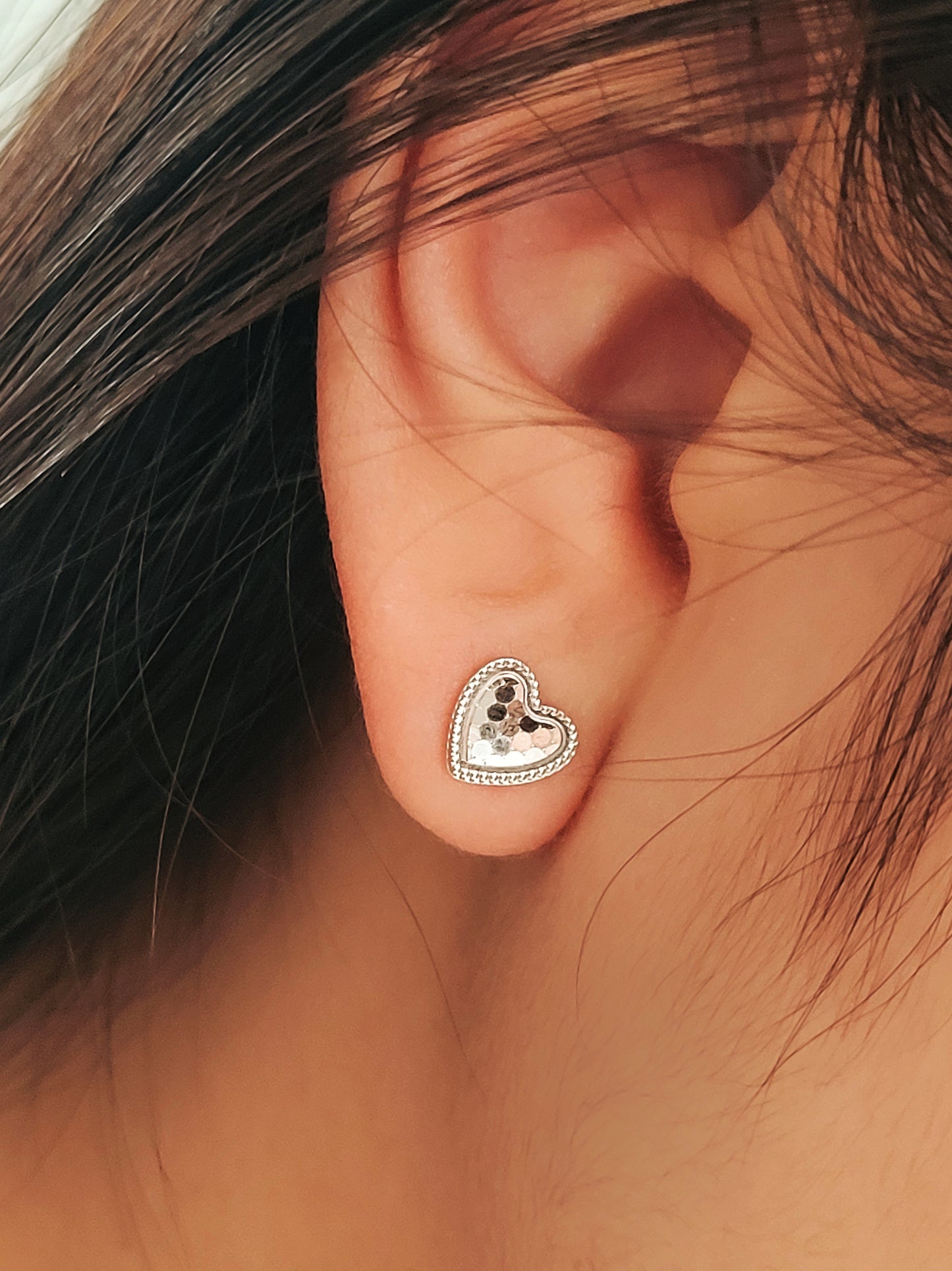 Scalloped Heart Studs