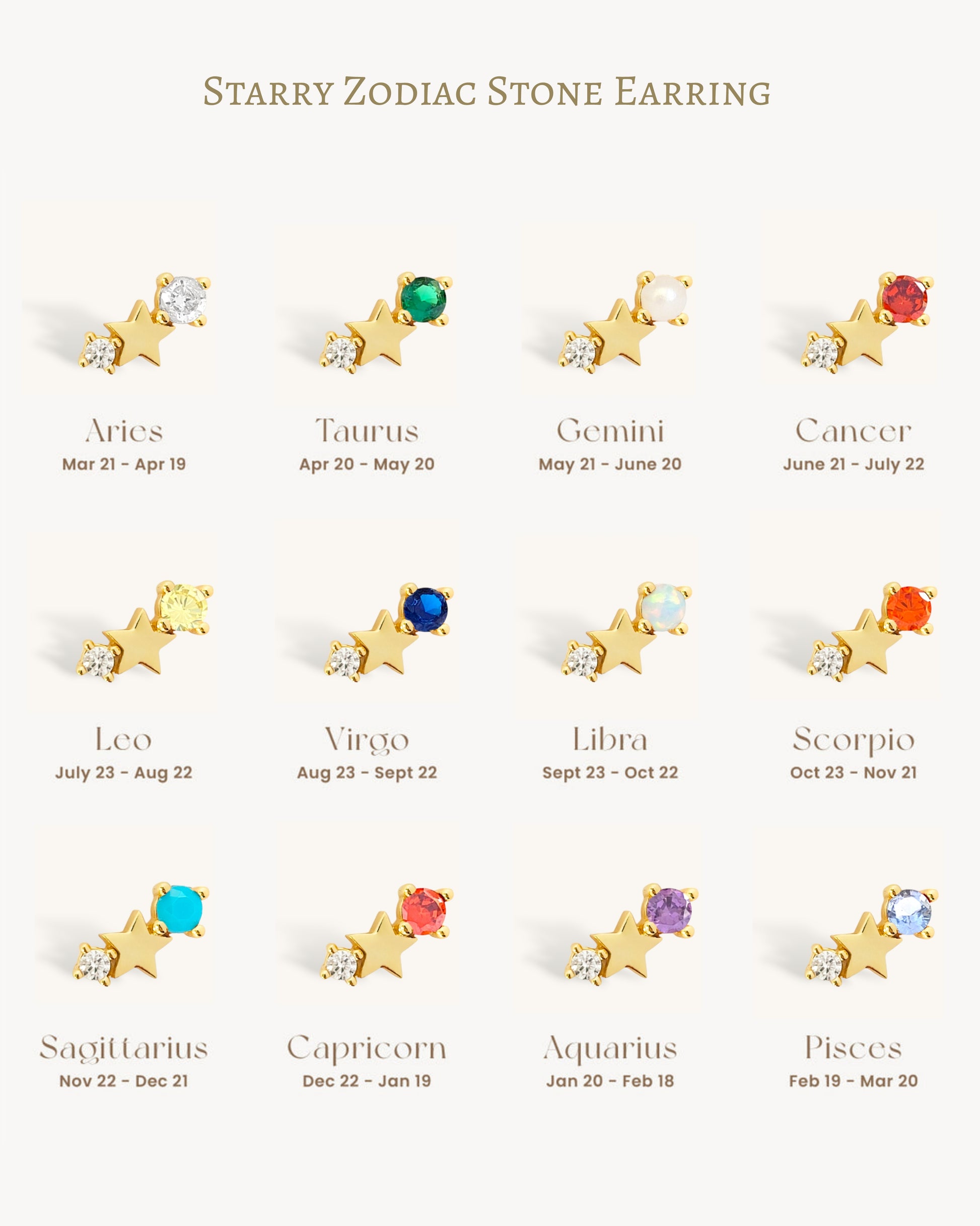 Starry Zodiac Constellation Earrings