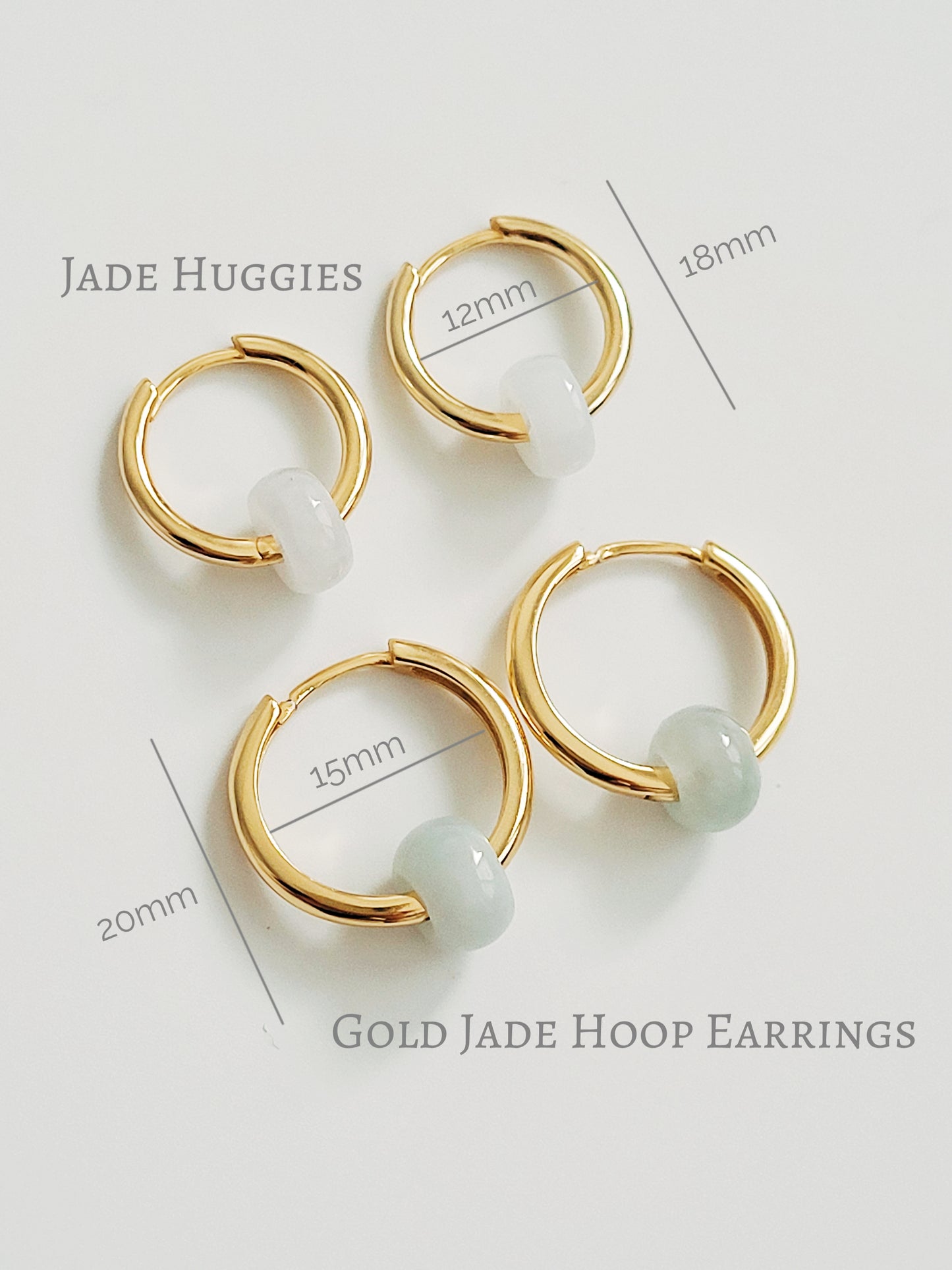 Elegant gold hoop earrings with jade accents, embellished with natural Jade gemstone for a stylish touch. Crafted in 18ct gold plated on 925 sterling silver.