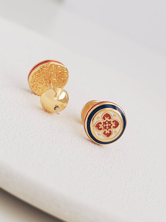 Tile Enamel Stud Earrings