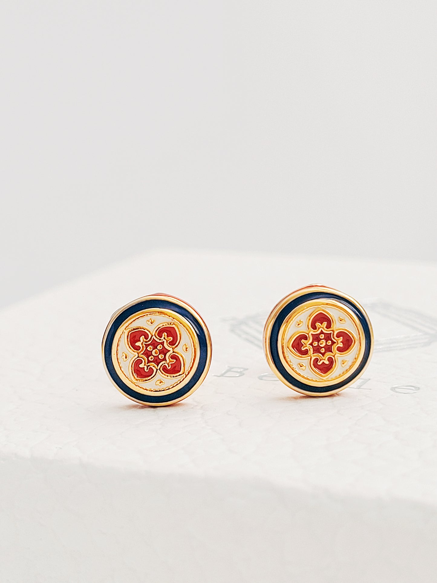 Tile Enamel Stud Earrings