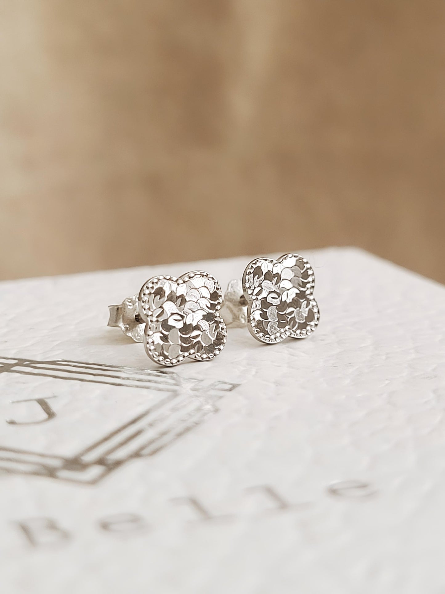 Textured Clover Stud Earrings