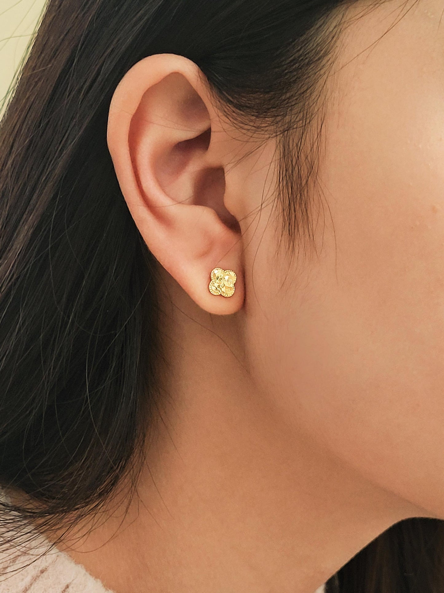 Textured Clover Stud Earrings