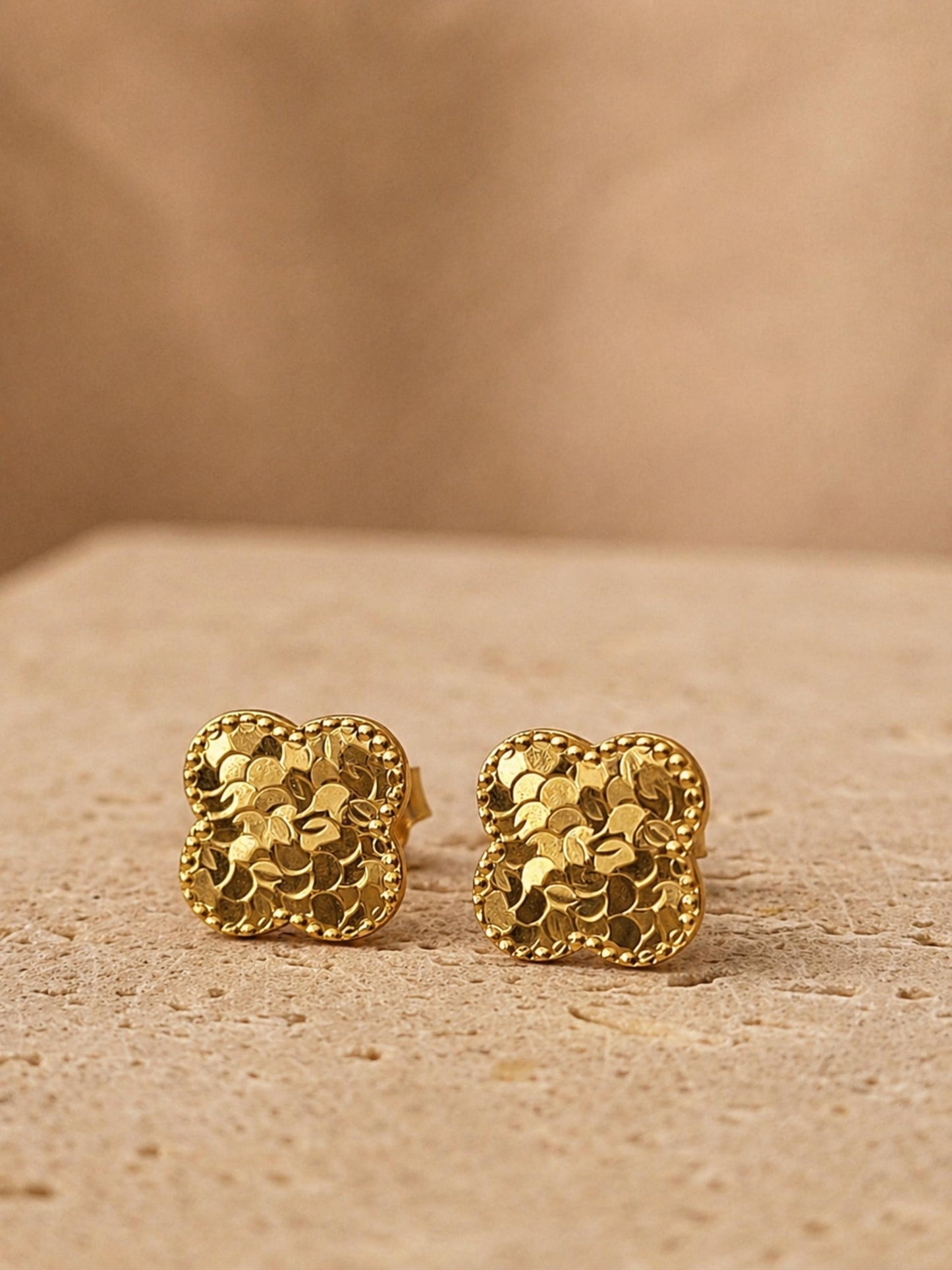 Textured Clover Stud Earrings