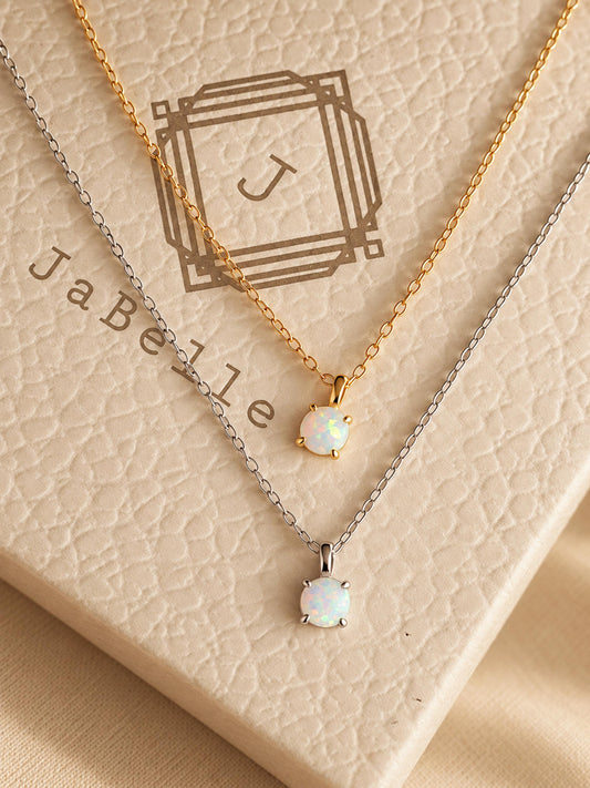 Round Opal Pendant Necklace