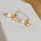 A pair of pearl drop earrings featuring moonstone gemstone on a JaBelle Jewellery box, perfect june birthstone jewellery gift for her.