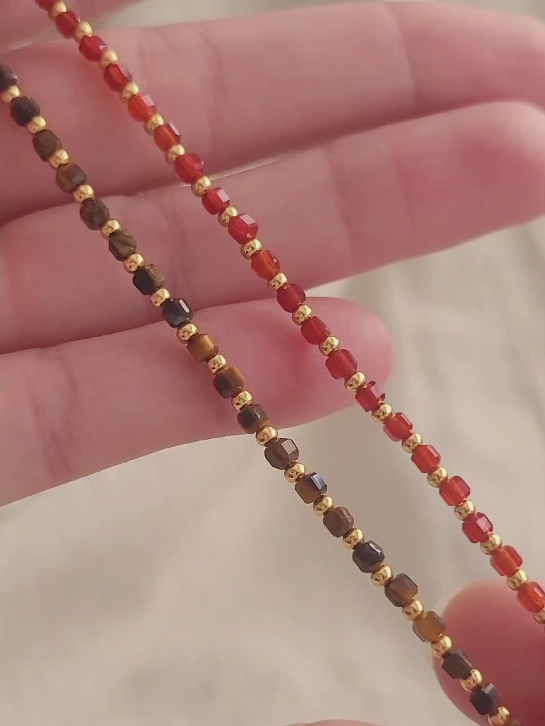Spiritual protection bracelet with 22k gold vermeil and Tiger’s Eye stones or Red Onyx stones