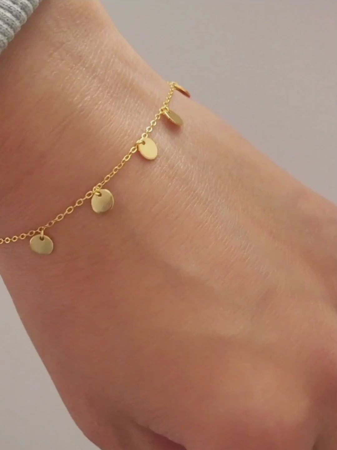 gold mini disc chain bracelet