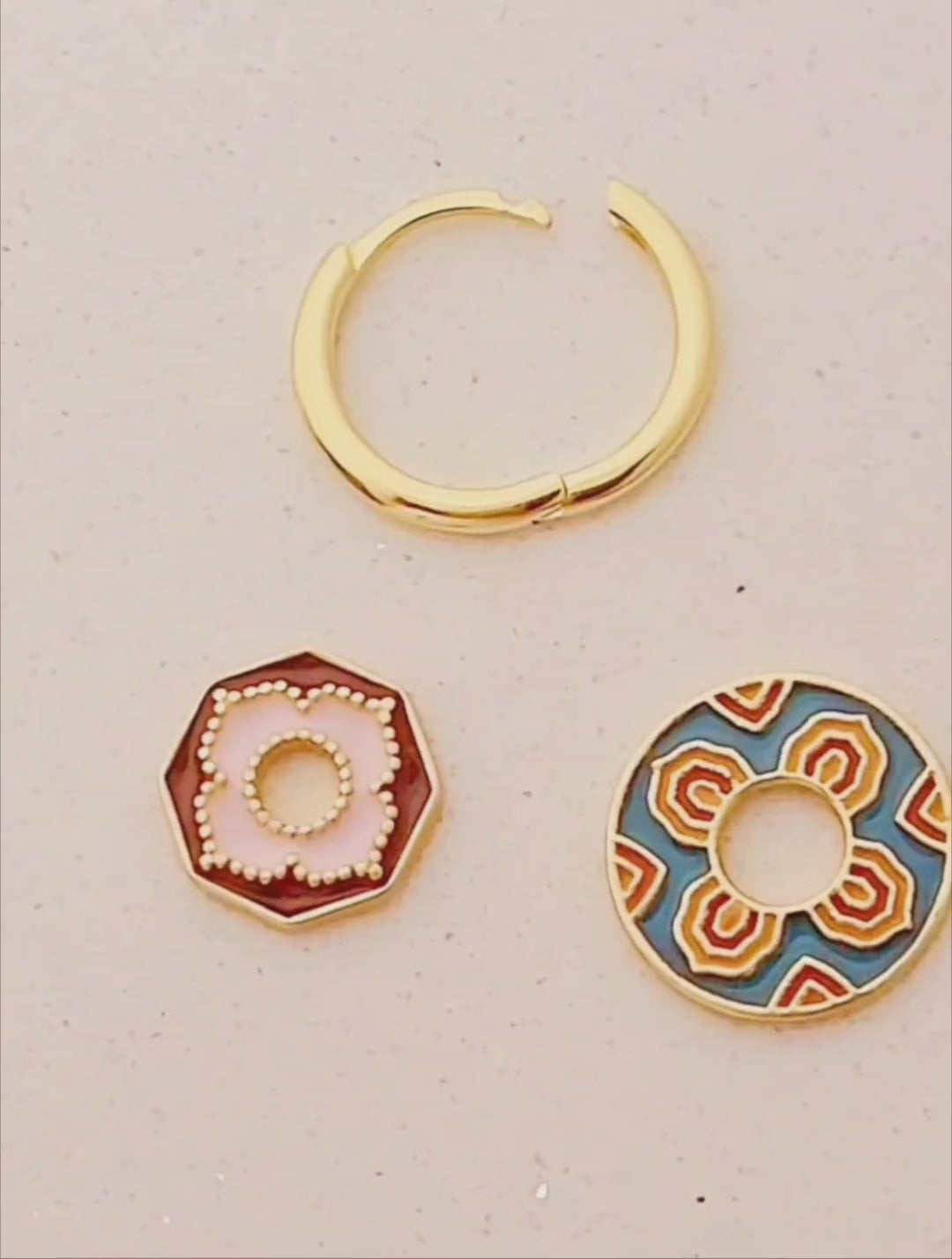 Gold Enamel Earrings