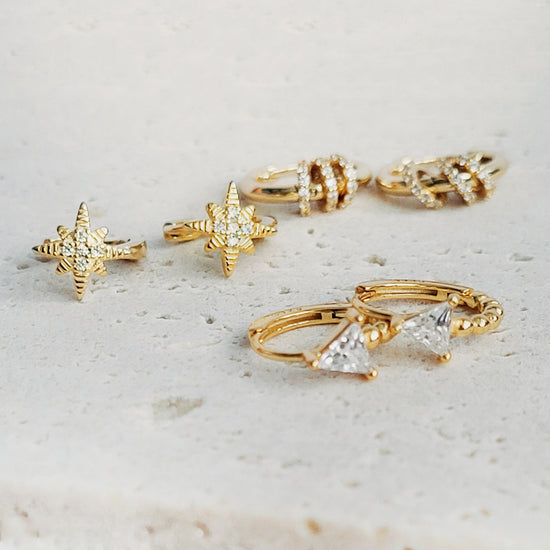 Star hoop earrings gold