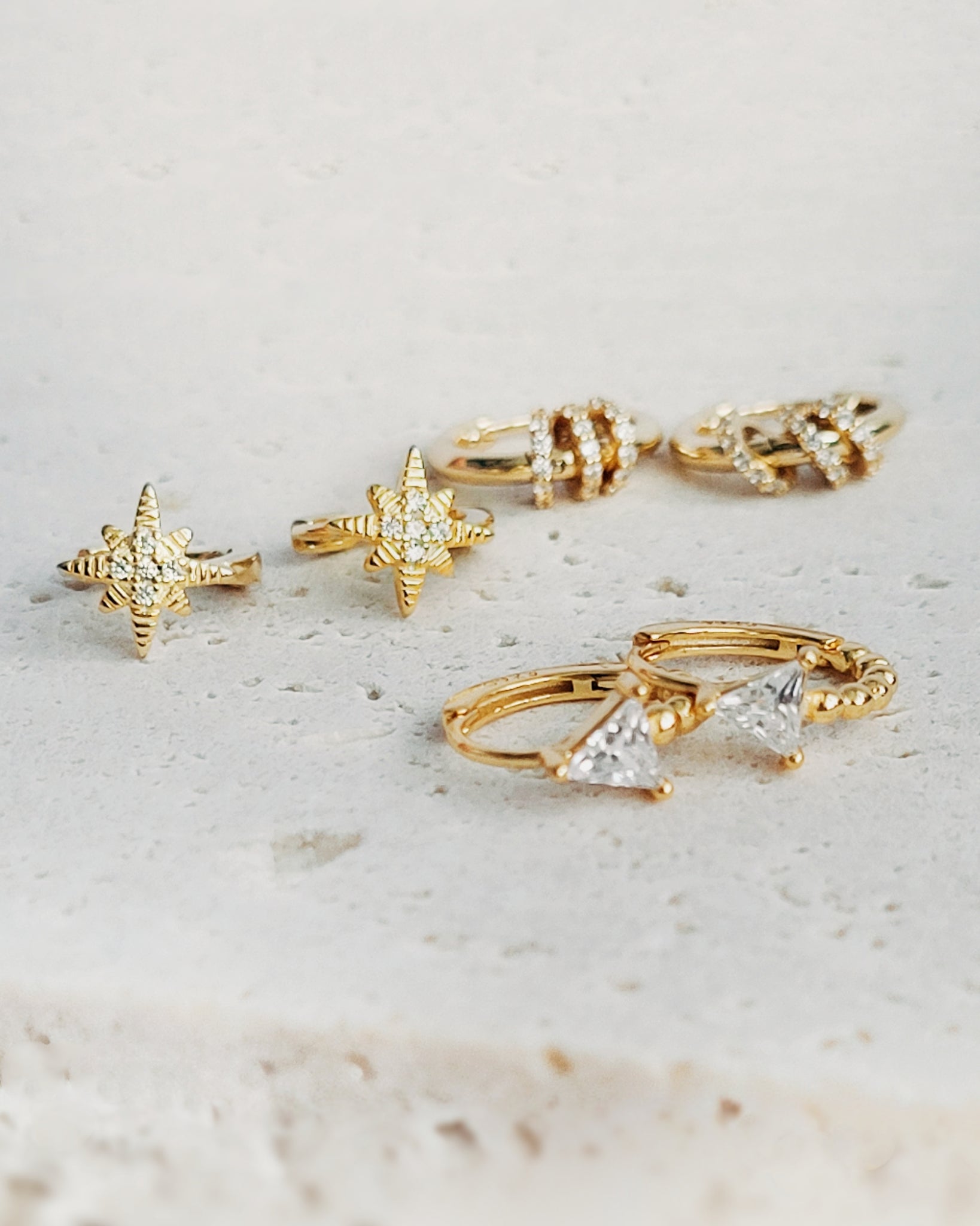 Star hoop earrings gold