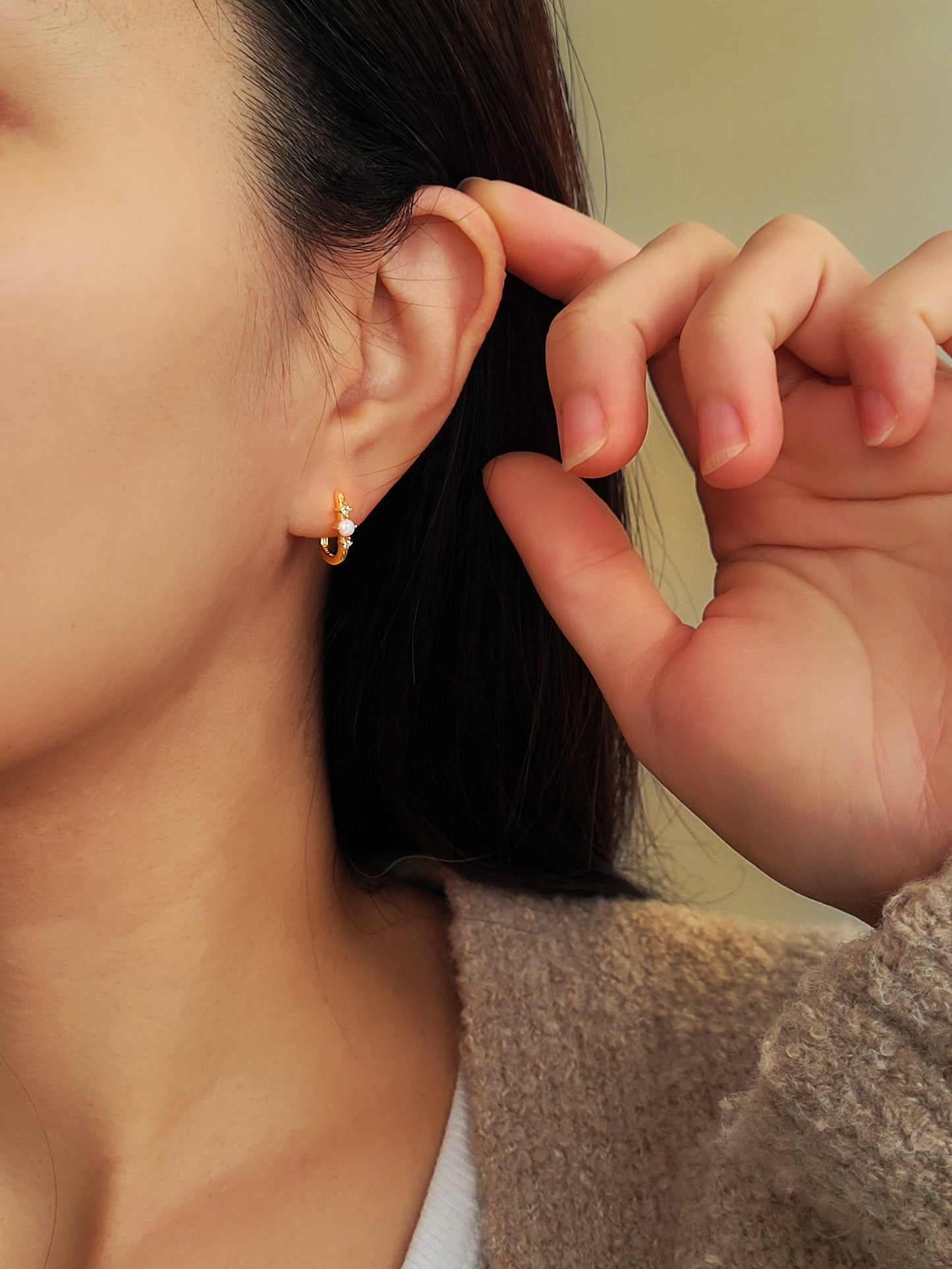 Opal Link Hoop Earrings