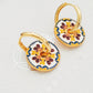 Victorian Enamel Flower Hoop Earrings