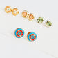 Victorian Tile Stud Earrings • Blue