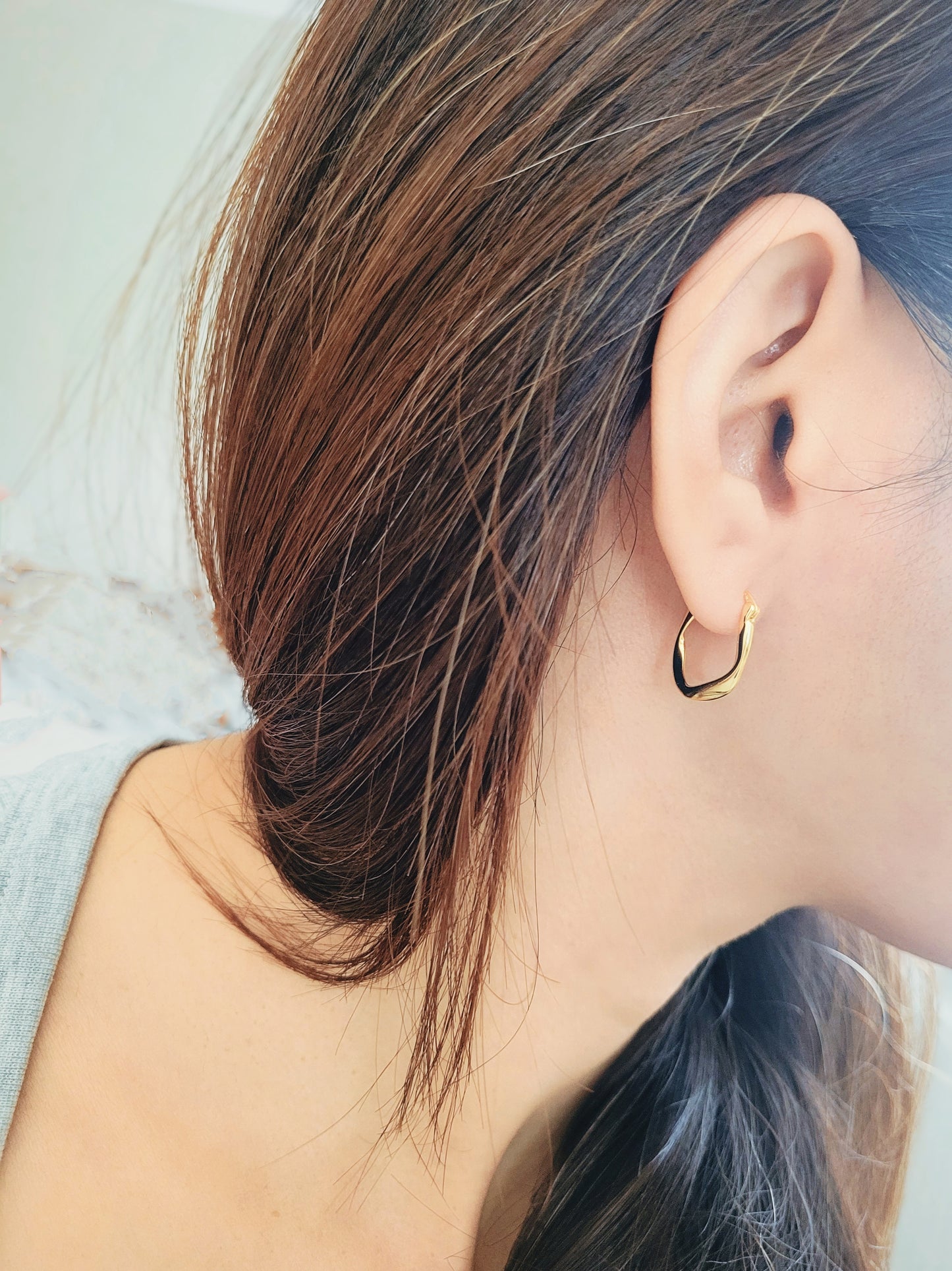 Freeform Gold Hoop Earrings