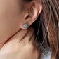 Victorian Tile Stud Earrings • Blue