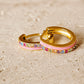Pink Enamel Rainbow Crystal Huggie Hoops