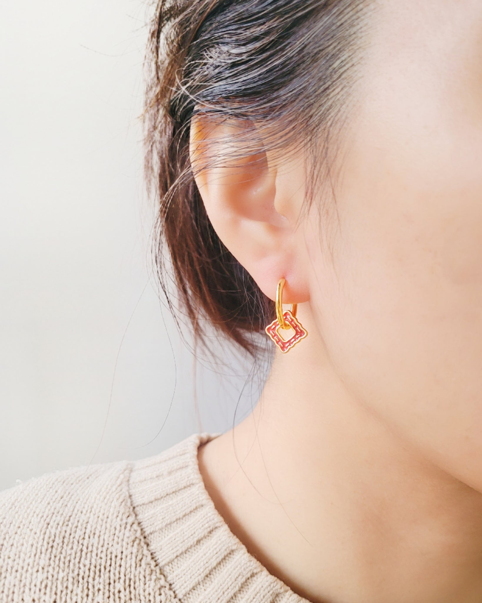 enamel hoop earrings