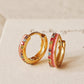 Pink Enamel Rainbow Crystal Huggie Hoops